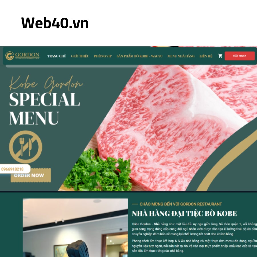 Thiết kế website nhà hàng thịt bò Kobe